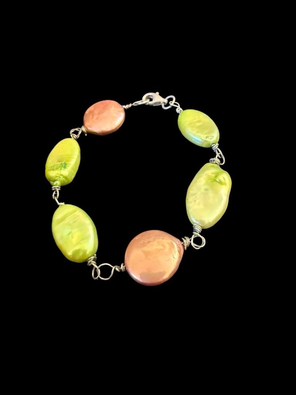 925 Freshwater Coin Oval Pearl Sterling Silver Bracelet 7”